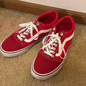 VANS Off the Walk Red and White Sneakers Size Mens 8